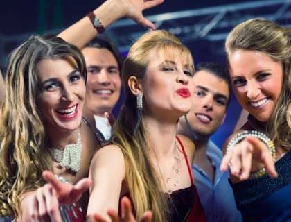 Friends celebrating a night out in Encino