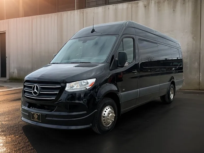 Black Mercedes Sprinter van in Granada Hills
