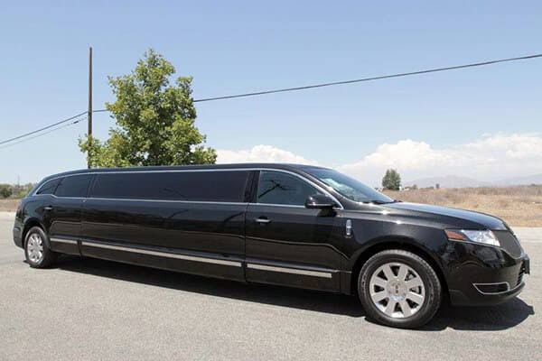 Black stretch limousine side view
